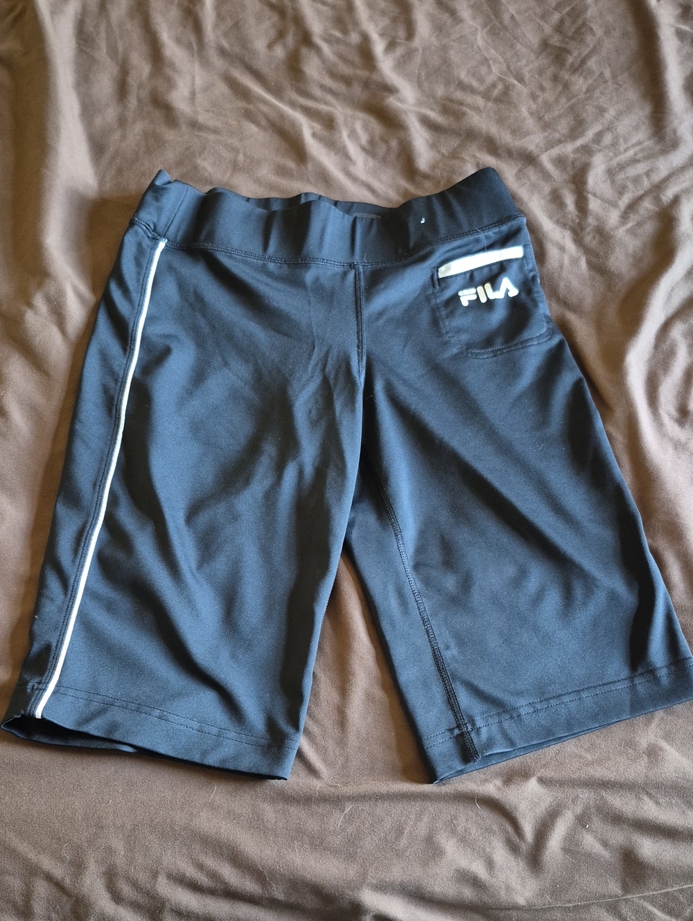 FILA Women's Black Bike Shorts with White Piping